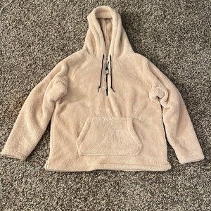 PINK 1/4 Zip Hooded Sherpa with Front Pocket